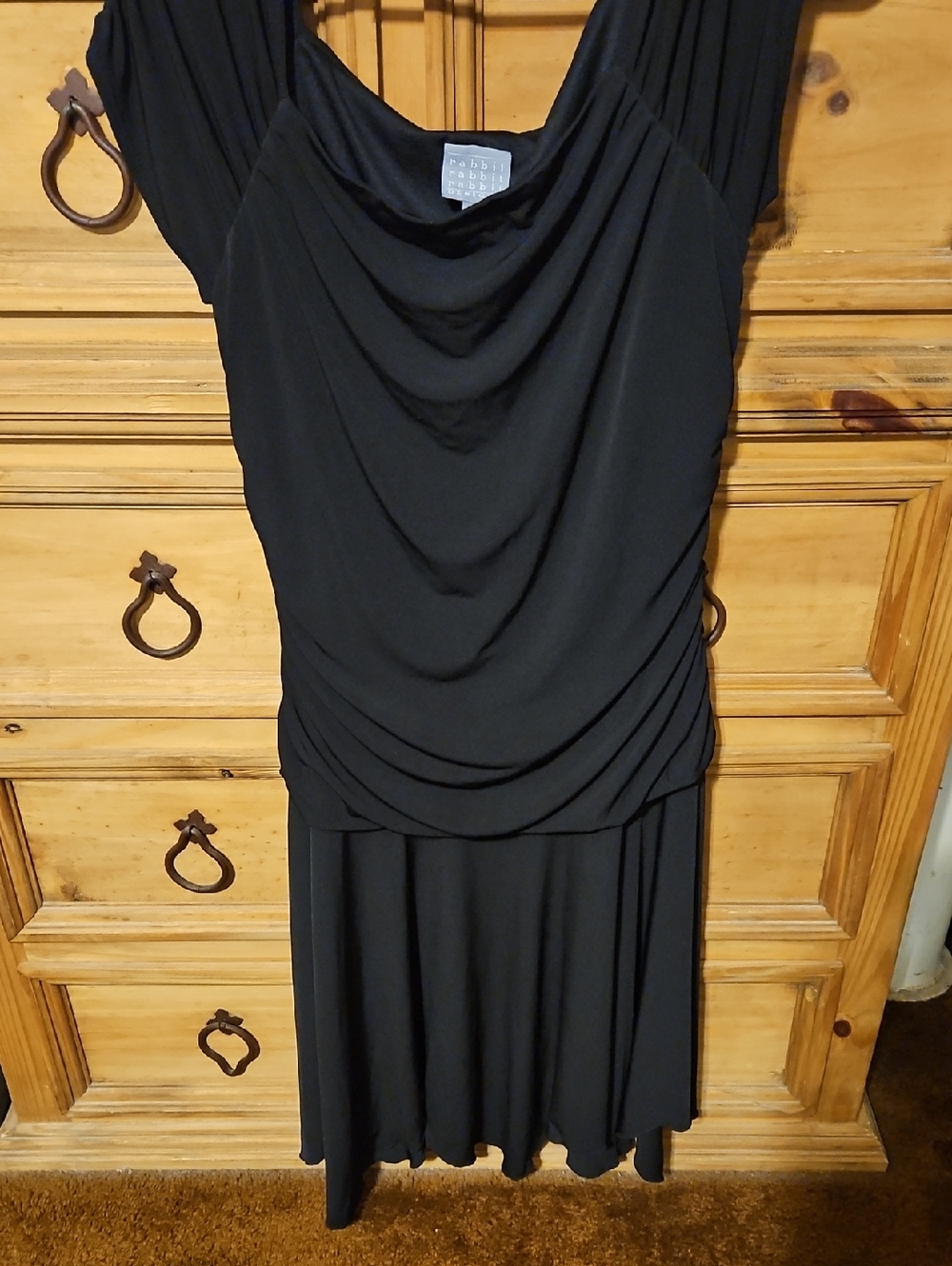 Rabbit Rabbit Rabbit Black Draped Cowl Midi Dress